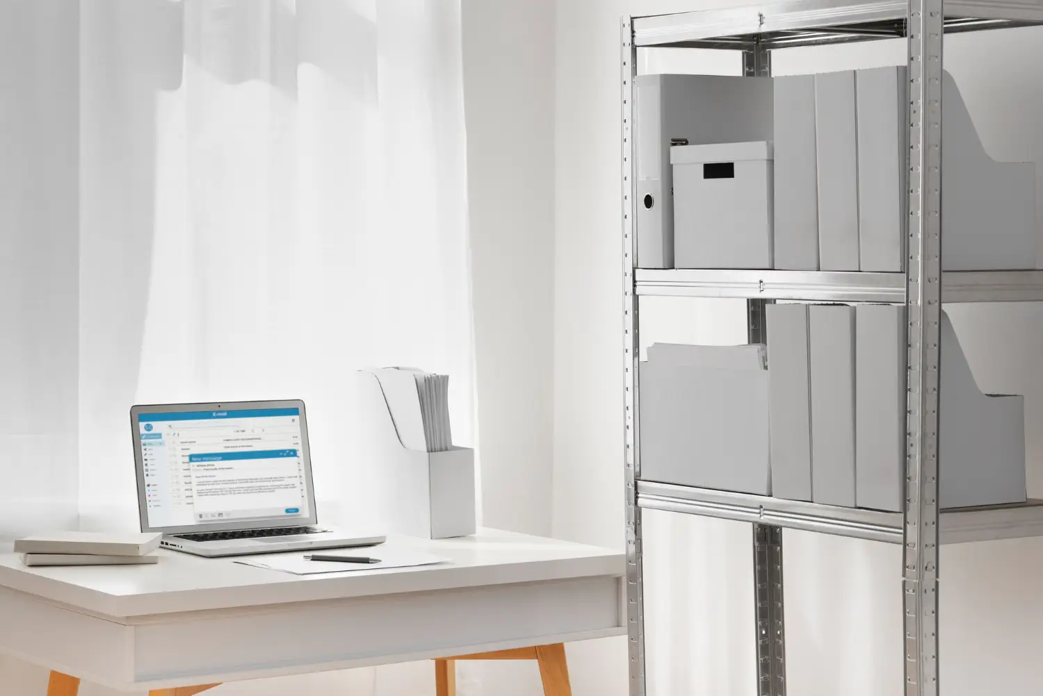 Cluttered office space in need of clearance
