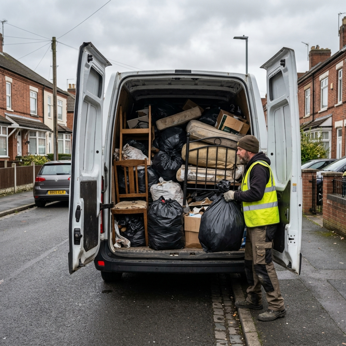 Loaded van full of domestic waste